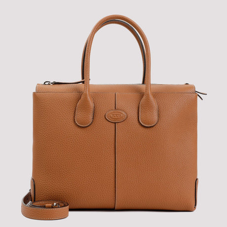 TOD'S Brown Grained Leather Handbag for Women - SS24