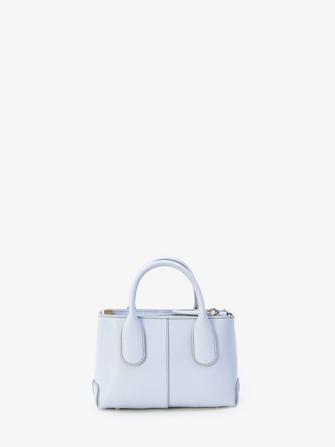 Light Blue Leather Mini Handbag with Tonal Embossed Logo