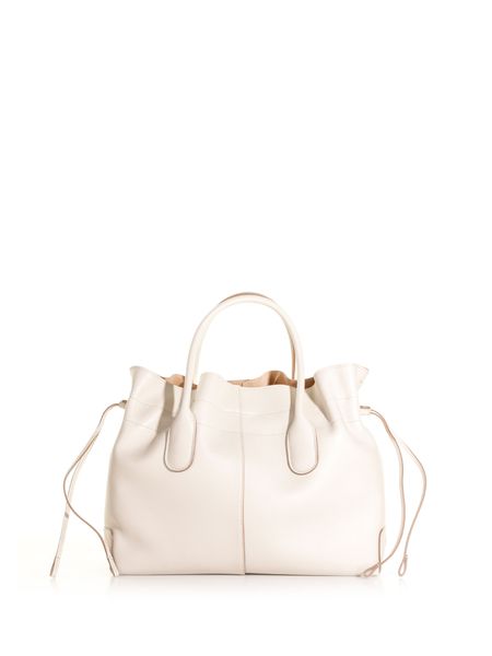 TOD'S Chic White Calf Leather Mini Tote Handbag for Women - FW23 Collection