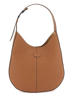 Brown Grained Leather Hobo Handbag with Removable Pouch