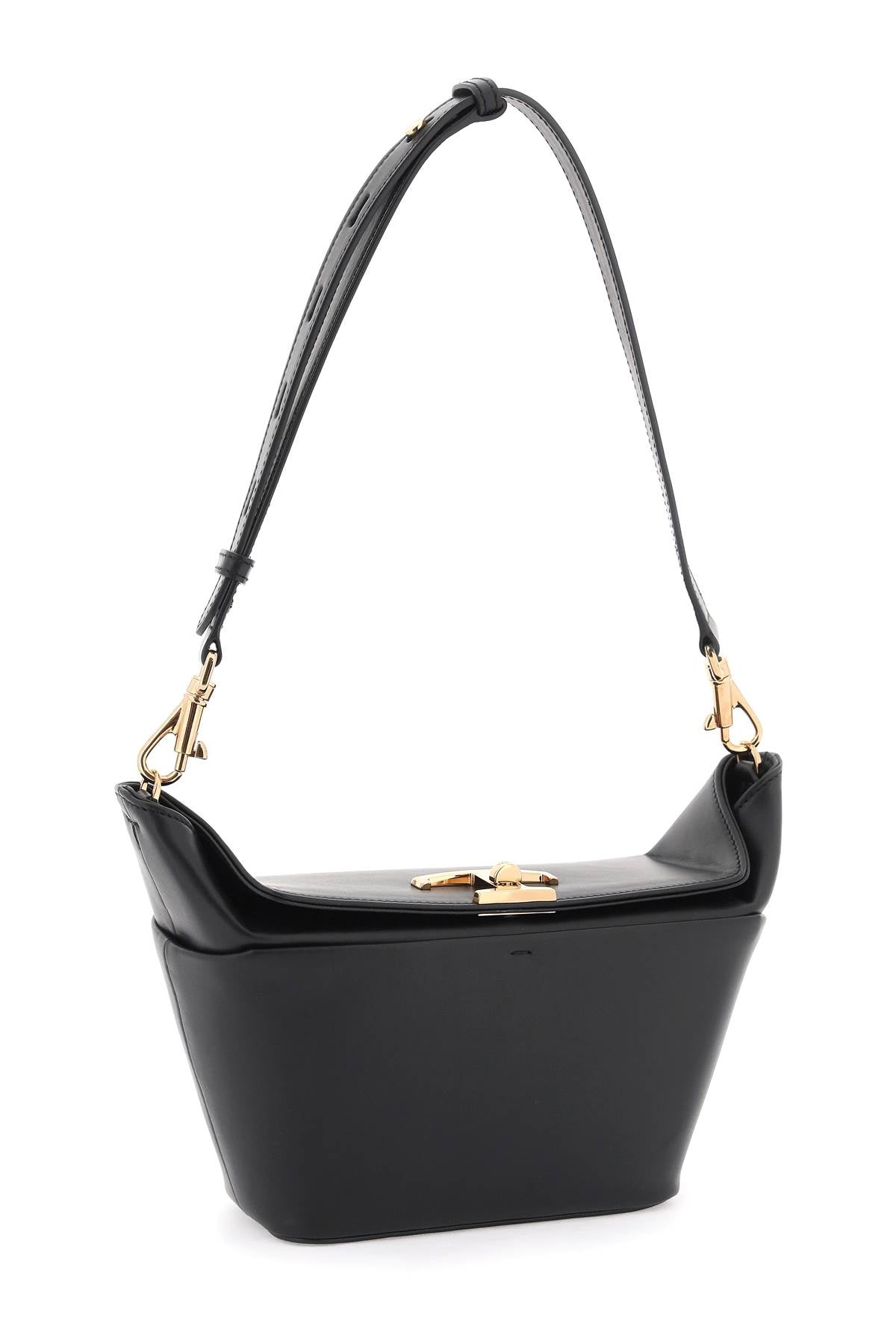 TOD'S Women's Timeless Black Leather Shoulder Bag with Gold Hardware