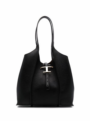 TOD'S Timeless Leather Shopping Handbag in Black for Women - SS24 Collection
