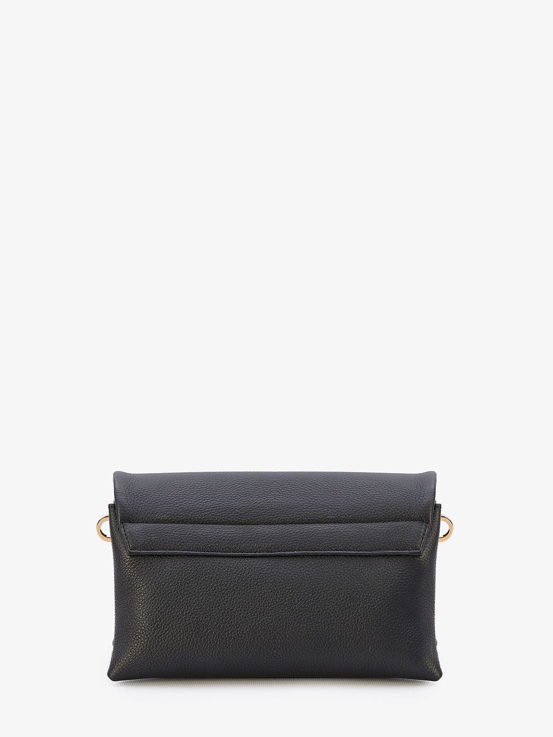 經典黑色粒紋皮革手提包 - T時尚扣鎖設計