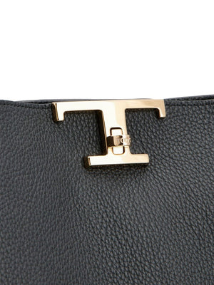 TOD'S Black Pebbled Leather Trapeze Handbag for Women