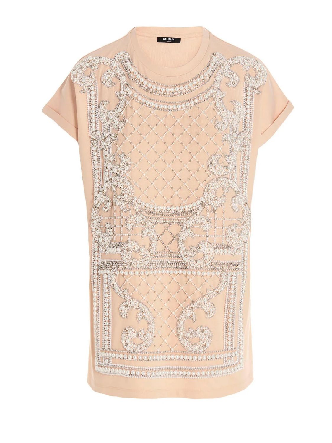 粉色珍珠圓領短袖T恤 - 22春夏系列