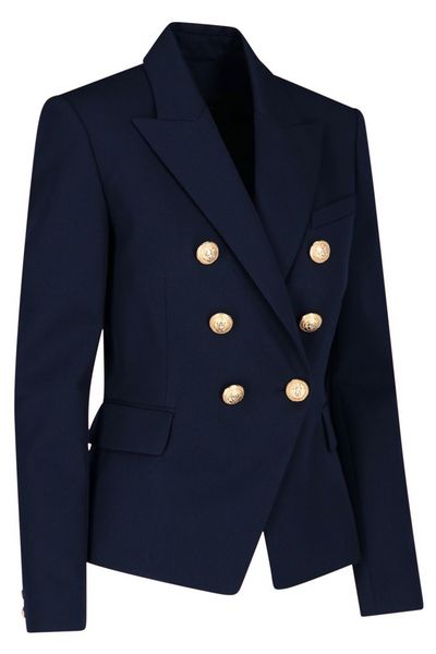 Classic Blue Double Breasted Wool Blazer
