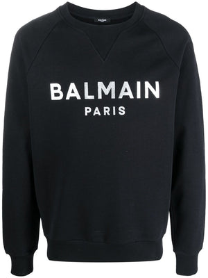 BALMAIN Black Foil Sweatshirt for Men - SS22 Collection