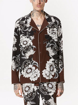 VALENTINO Men's Street Flowers Silk Shirt for SS22