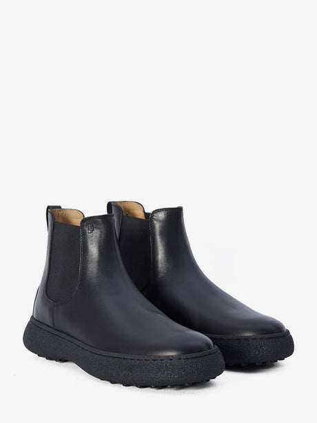 TOD'S Elegant Black Leather Chelsea Boots - UK Size