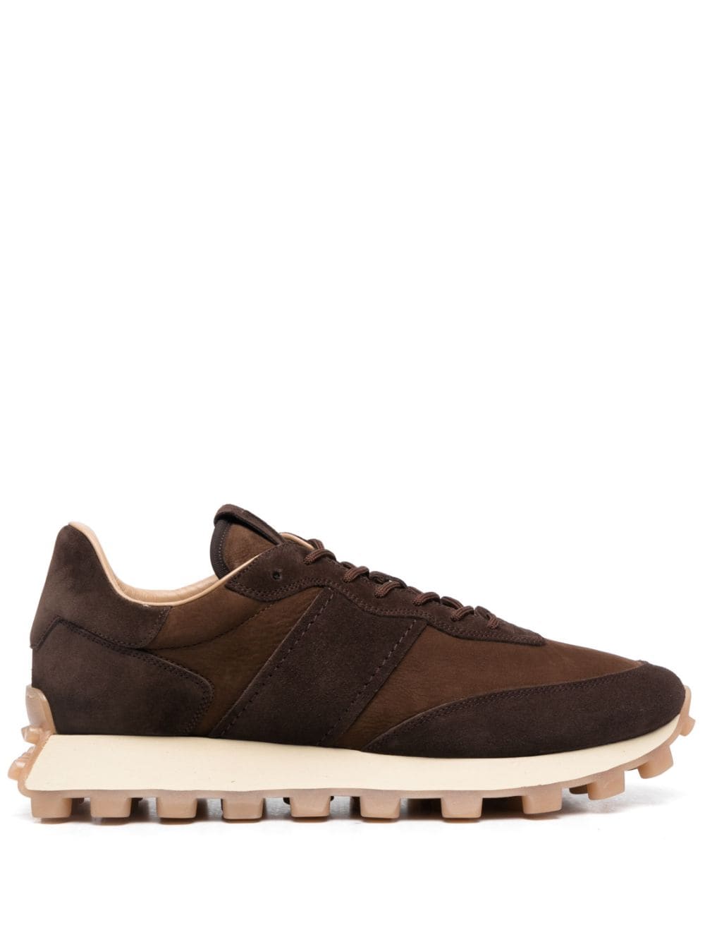 TOD'S Brown Panelled Lace-Up Leather Sneakers for Men