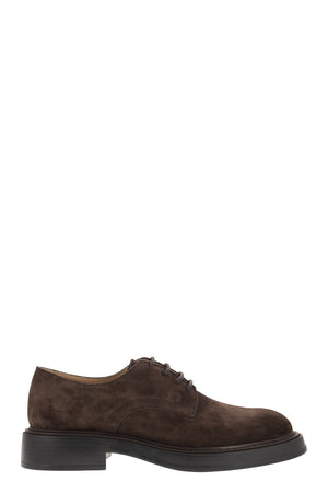 TOD'S Velvety Suede Lace-Up Moccasins for Men in Brown - FW23 Collection