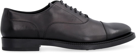TOD'S Classic Black Leather Lace-Up Shoes for Men - UK Size