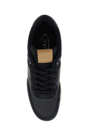 TODS Men's Black Leather Running Sneakers