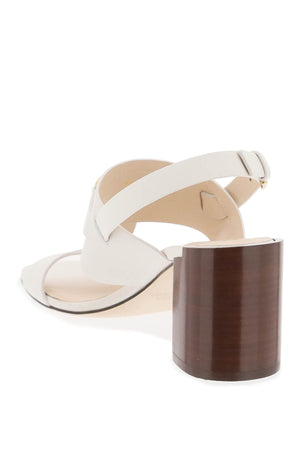 TOD'S Stylish White Leather Sandals with Gold Chain Detail for Women