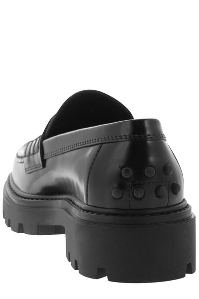 TOD'S Women's Black Leather Moccasins for FW23