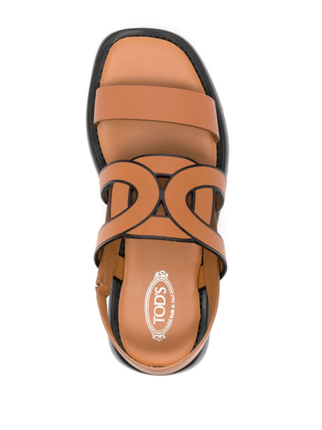 Camel Brown Leather Sandals for Women - SS24 Collection