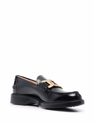 Stylish Black Leather Loafers for Women SS24