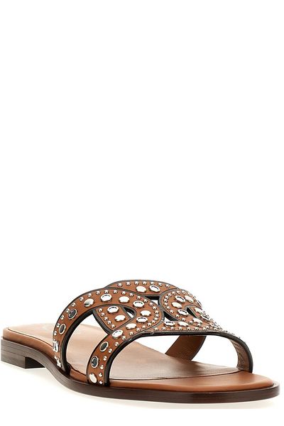 TOD'S 24SS Women Sandals with Brown Color and Mule/Slipper Design