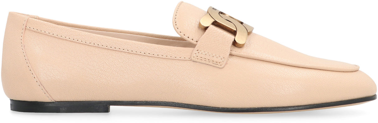 TOD'S Trendy Skin-Colored Leather Loafers for Women