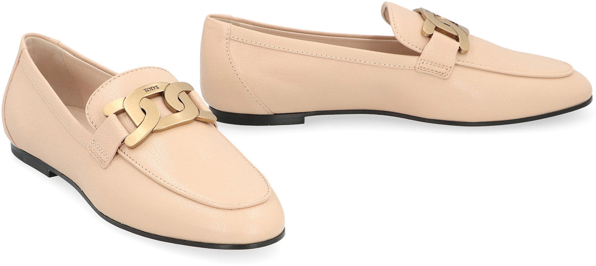 TOD'S Trendy Skin-Colored Leather Loafers for Women