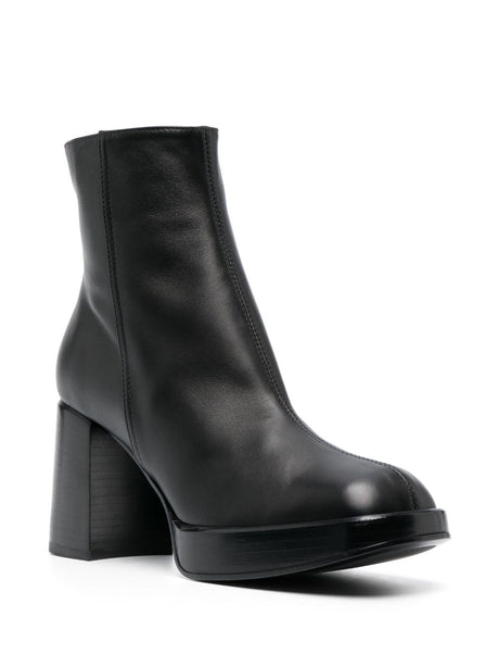 Statement-Making Square-Toe Leather Boots for Women - FW23
