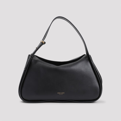GIORGIO ARMANI Elegant Black Leather Handbag 36x17x15 cm