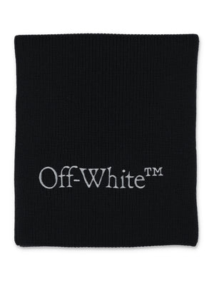 OFF-WHITE Men's Bookish Knit Scarf in Black/Silver - FW23 Collection