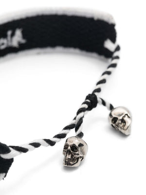 ALEXANDER MCQUEEN Black Logo-Embroidered Bracelet for Men