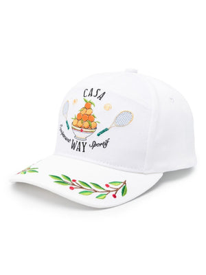 CASABLANCA Embroidered White Cap for Men - SS24