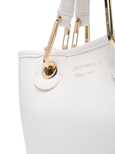 Túi xách tay logo da giả màu trắng cho phụ nữ